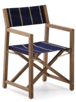 MORCH Chaise de réalisateur pliante avec accoudoirs en bois d'acacia massif et tissu adaptée pour extérieur