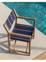 MORCH Chaise de réalisateur pliante avec accoudoirs en bois d'acacia massif et tissu adaptée pour extérieur