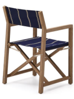 MORCH Chaise de réalisateur pliante avec accoudoirs en bois d'acacia massif et tissu adaptée pour extérieur