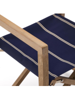 MORCH Chaise de réalisateur pliante avec accoudoirs en bois d'acacia massif et tissu adaptée pour extérieur