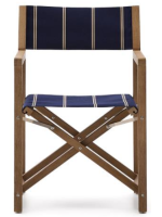 MORCH Chaise de réalisateur pliante avec accoudoirs en bois d'acacia massif et tissu adaptée pour extérieur