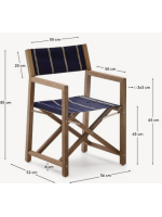 MORCH Folding director's chair with armrests in solid acacia wood and fabric suitable for outdoor use