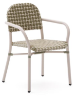 CRIS chair with armrests in white aluminum and synthetic rattan home garden terrace bar cafe restaurants hotel ice cream parlors