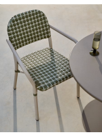 CRIS chair with armrests in white aluminum and synthetic rattan home garden terrace bar cafe restaurants hotel ice cream parlors