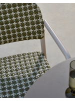 CRIS chair with armrests in white aluminum and synthetic rattan home garden terrace bar cafe restaurants hotel ice cream parlors