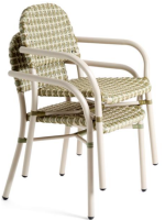 CRIS Stuhl mit Armlehnen aus weißem Aluminium und synthetischem Rattan für Haus Garten Terrasse Bar Café Restaurant Hotel
