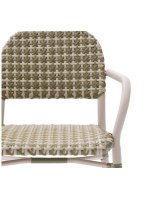 CRIS Stuhl mit Armlehnen aus weißem Aluminium und synthetischem Rattan für Haus Garten Terrasse Bar Café Restaurant Hotel