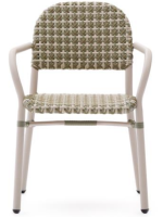 CRIS chair with armrests in white aluminum and synthetic rattan home garden terrace bar cafe restaurants hotel ice cream parlors