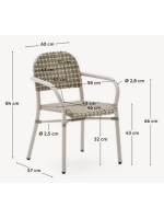 CRIS chair with armrests in white aluminum and synthetic rattan home garden terrace bar cafe restaurants hotel ice cream parlors