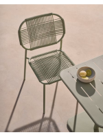 DINORI scelta colore in corda sintetica e acciaio zincato sedia impilabile di design per arredo casa giardino terrazzo