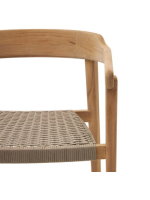 GIOVE silla con reposabrazos de madera maciza de teca y cuerda para exterior
