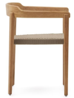 GIOVE silla con reposabrazos de madera maciza de teca y cuerda para exterior