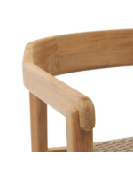 GIOVE chair with armrests in solid teak wood and rope for outdoor use