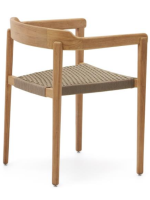 GIOVE chair with armrests in solid teak wood and rope for outdoor use