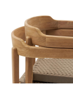 GIOVE silla con reposabrazos de madera maciza de teca y cuerda para exterior