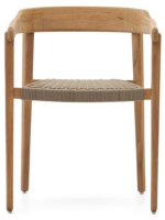 GIOVE chair with armrests in solid teak wood and rope for outdoor use