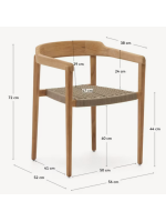 GIOVE silla con reposabrazos de madera maciza de teca y cuerda para exterior