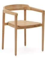 LANE Sillón apilable con reposabrazos de madera maciza de teca para jardines y terrazas al aire libre