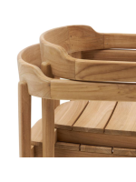 LANE Sillón apilable con reposabrazos de madera maciza de teca para jardines y terrazas al aire libre