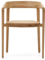 LANE Sillón apilable con reposabrazos de madera maciza de teca para jardines y terrazas al aire libre