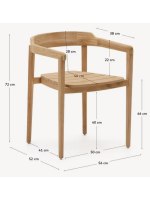 LANE Sillón apilable con reposabrazos de madera maciza de teca para jardines y terrazas al aire libre