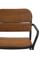 IVREA escabel con brazos h 65 en aluminio negro y madera maciza de eucalipto para exterior