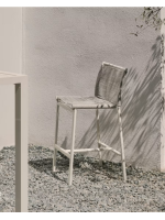 ILGAR sgabello h 65 in corda e alluminio bianco design per esterno giardino o terrazzo casa bar gelaterie
