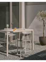 ILGAR sgabello h 65 in corda e alluminio bianco design per esterno giardino o terrazzo casa bar gelaterie