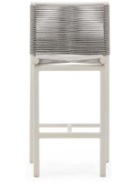 ILGAR escabel h 65 en cuerda y aluminio blanco diseño para exterior jardín o terraza hogar bar heladerías