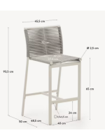 ILGAR footstool h 65 in rope and white aluminum design for outdoor garden or terrace home bar ice cream parlors