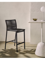 BRUCE tabouret h 65 en corde et aluminium gris design pour extérieur jardin ou terrasse home bar glaciers