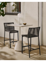 BRUCE sgabello h 65 in corda e alluminio grigio design per esterno giardino o terrazzo casa bar gelaterie