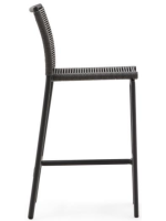 BRUCE escabel h 65 en cuerda y aluminio gris diseño para exterior jardín o terraza hogar bar heladerías