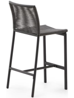 BRUCE escabel h 65 en cuerda y aluminio gris diseño para exterior jardín o terraza hogar bar heladerías