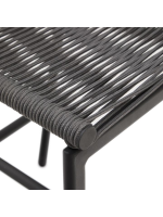 BRUCE escabel h 65 en cuerda y aluminio gris diseño para exterior jardín o terraza hogar bar heladerías