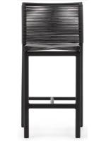 BRUCE escabel h 65 en cuerda y aluminio gris diseño para exterior jardín o terraza hogar bar heladerías