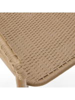 ALPER taburete h asiento 75 o 65 en madera maciza de acacia natural y cuerda para jardín exterior o terraza