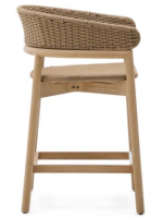 ALPER taburete h asiento 75 o 65 en madera maciza de acacia natural y cuerda para jardín exterior o terraza
