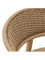 ALPER taburete h asiento 75 o 65 en madera maciza de acacia natural y cuerda para jardín exterior o terraza