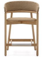 ALPER stool h seat 75 or 65 in solid natural acacia wood and rope for outdoor garden or terrace