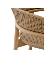 ALPER tabouret h assise 75 ou 65 en bois d'acacia naturel massif et corde pour jardin extérieur ou terrasse