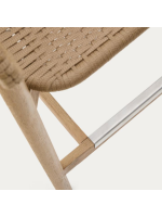 ALPER taburete h asiento 75 o 65 en madera maciza de acacia natural y cuerda para jardín exterior o terraza