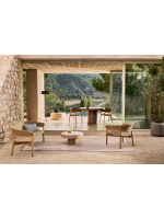 ALPER Hocker H Sitz 75 oder 65 aus massivem Akazienholz und Seil für den Garten oder die Terrasse im Freien