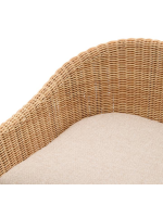 DONALD sgabello 65 o 75 h in legno massello di teak e rattan sintetico e cuscino sfoderabile per esterno e per interno