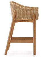 DONALD sgabello 65 o 75 h in legno massello di teak e rattan sintetico e cuscino sfoderabile per esterno e per interno