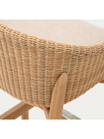 DONALD sgabello 65 o 75 h in legno massello di teak e rattan sintetico e cuscino sfoderabile per esterno e per interno