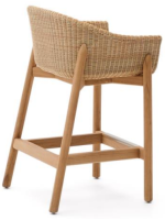 DONALD sgabello 65 o 75 h in legno massello di teak e rattan sintetico e cuscino sfoderabile per esterno e per interno