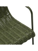 DAKY chair with armrests in green synthetic rope and green galvanized steel legs for outdoors