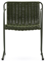 DAKY chair with armrests in green synthetic rope and green galvanized steel legs for outdoors