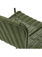 DAKY Silla con brazos en cuerda sintética verde y patas de acero galvanizado verde para exterior